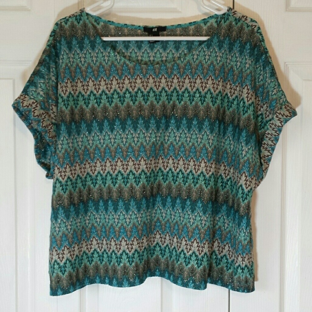 H&M slouchy chevron teal blouse